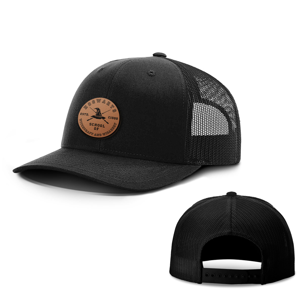 Hogwarts Leather Patch Hats - BustedTees.com