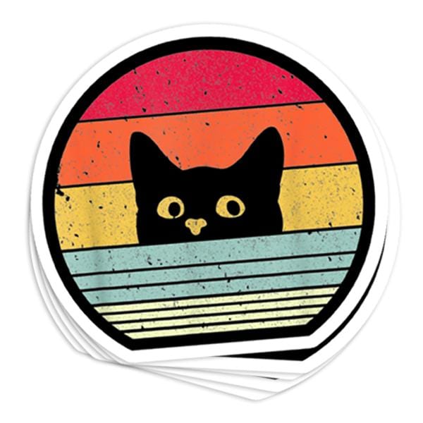 Cat Retro Vinyl Sticker - BustedTees.com