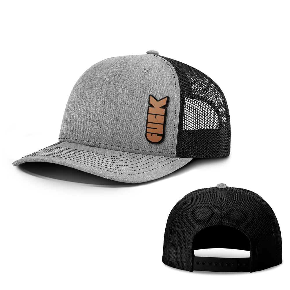 F Bomb Leather Patch Hats - BustedTees.com