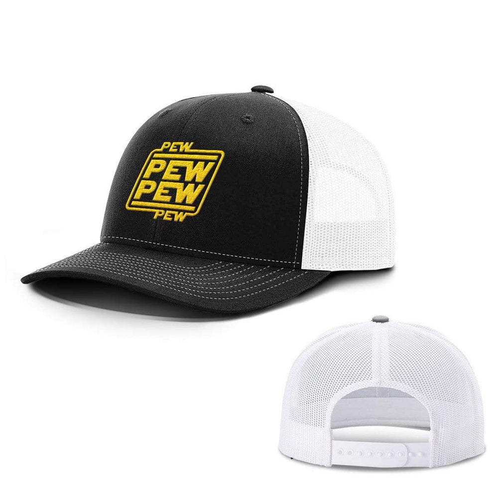 BustedTees.com Snapback / Black and White / One Size Pew Pew Hats