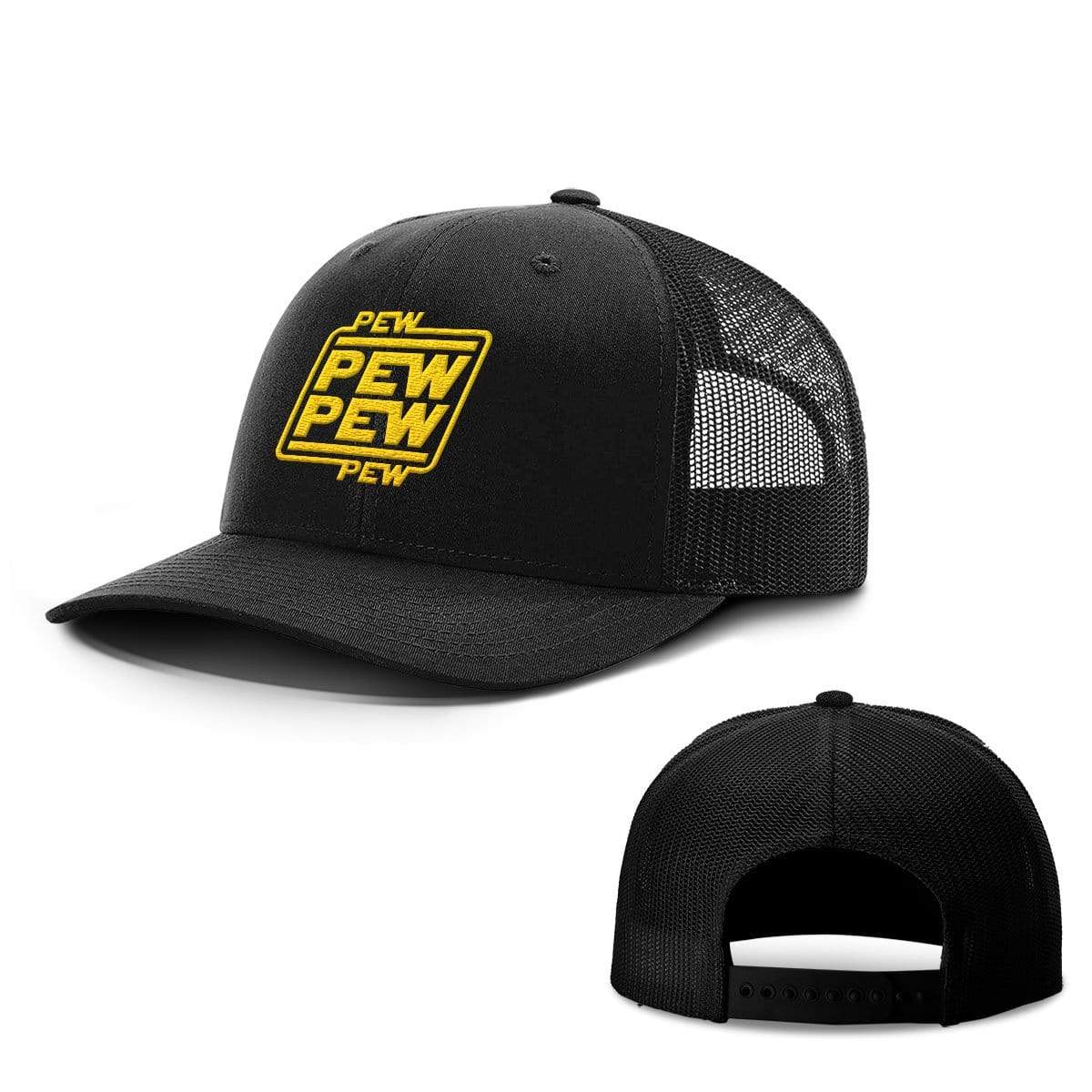 BustedTees.com Snapback / Full Black / One Size Pew Pew Hats