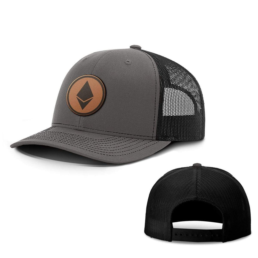SunFrog-Busted Hats Snapback / Charcoal and Black / One Size Etheruem Leather Patch Hats