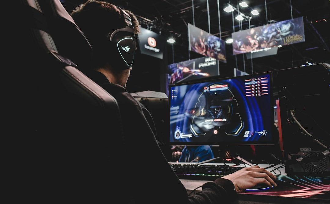 Gaming setup with colorful RGB lighting — BustedTees geek and gaming t-shirt holiday gift guide