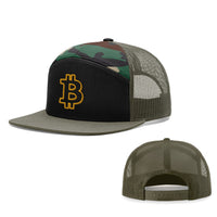 Load image into Gallery viewer, Bitcoin Outline 7 Panel Hats
