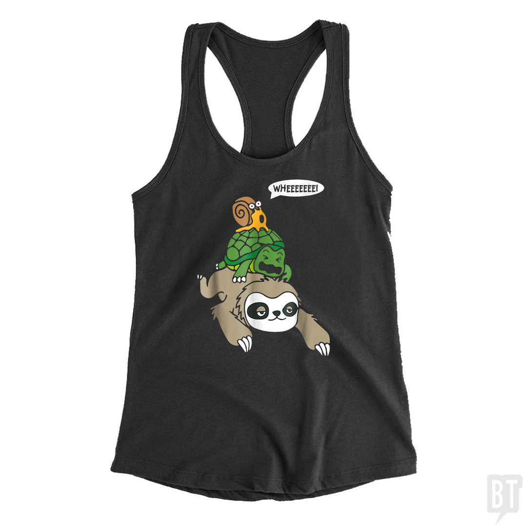 Funny Snail Ridding Turtle Ridding Sloth Tank Top
