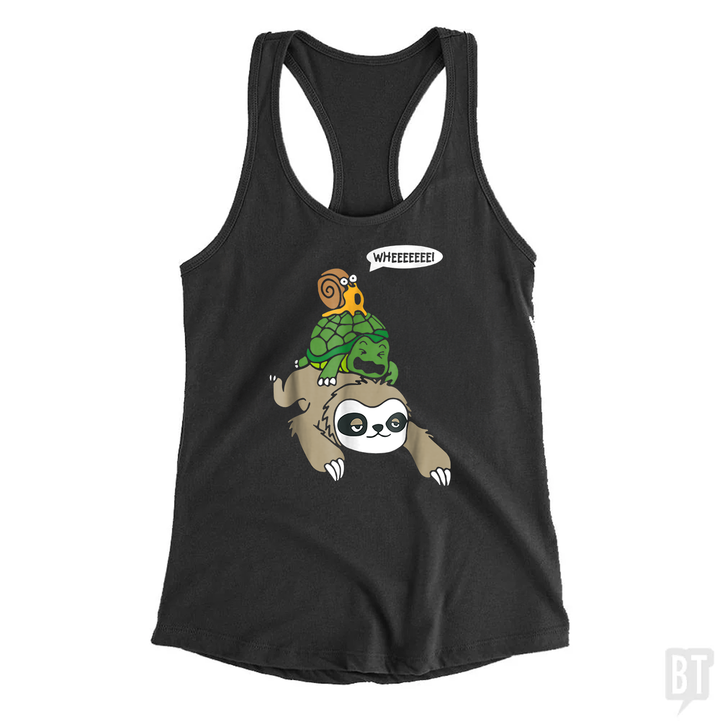Funny Snail Ridding Turtle Ridding Sloth Tank Top