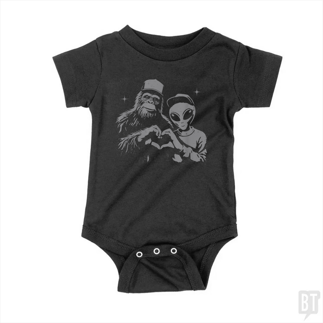 Bigfoot And Alien Baby One-Piece