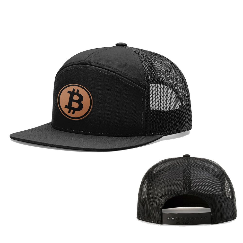 Bitcoin Leather Patch 7 Panel Hats