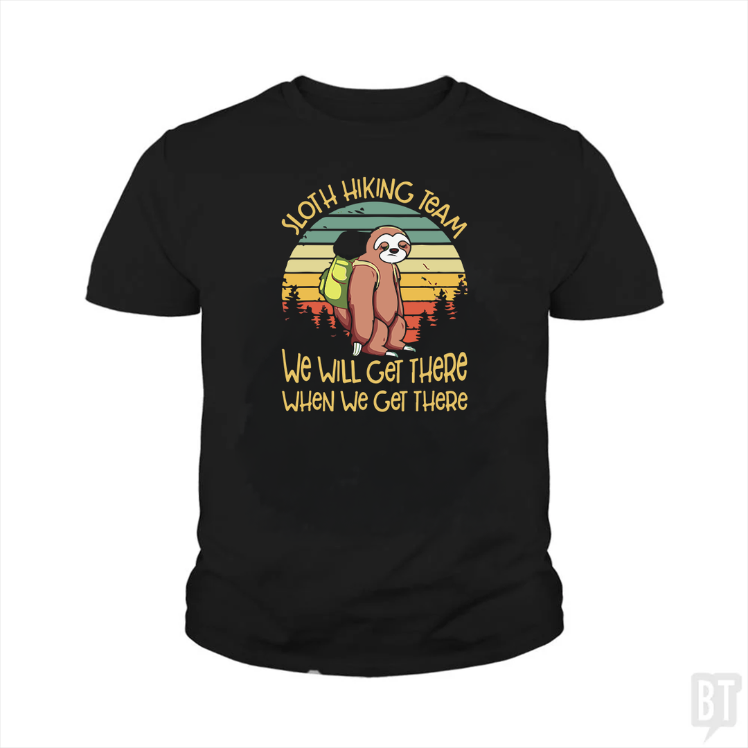 Funny Sloth Hiking Team #2 Kids Shirt