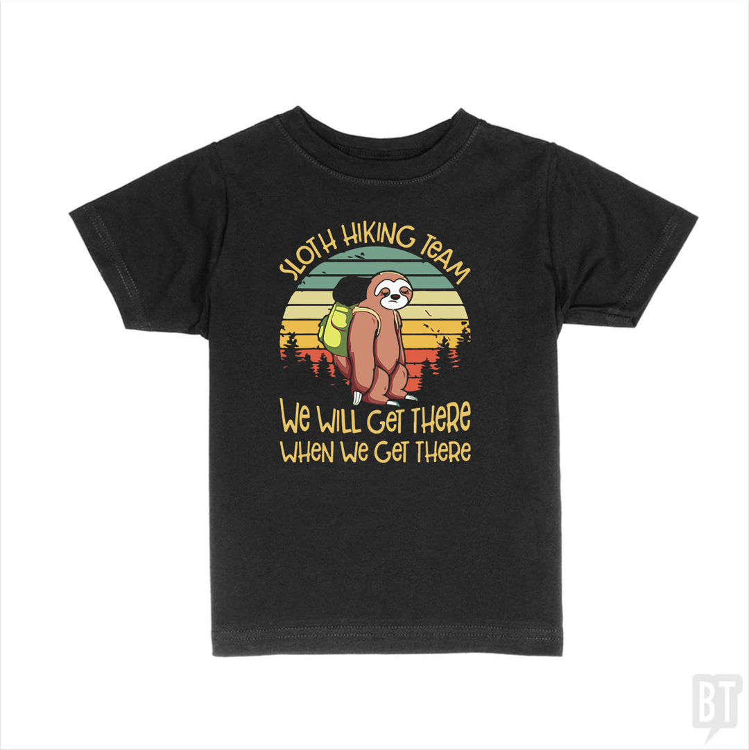 Funny Sloth Hiking Team #2 Kids Shirt