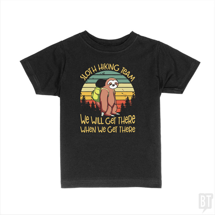 Funny Sloth Hiking Team #2 Kids Shirt