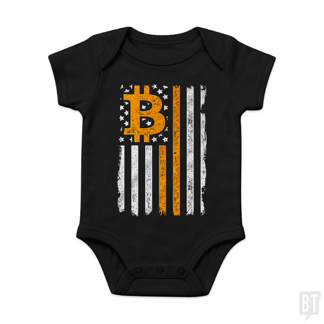 Bitcoin US Flag Baby One-Piece