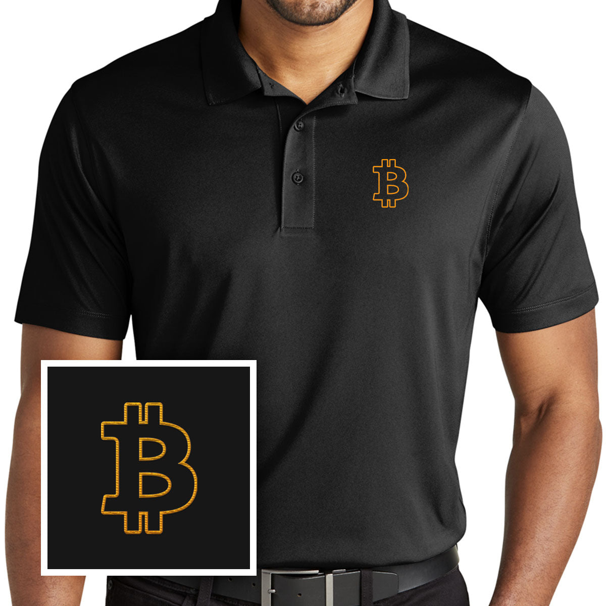 Bitcoin Outline Performance Polo Shirt