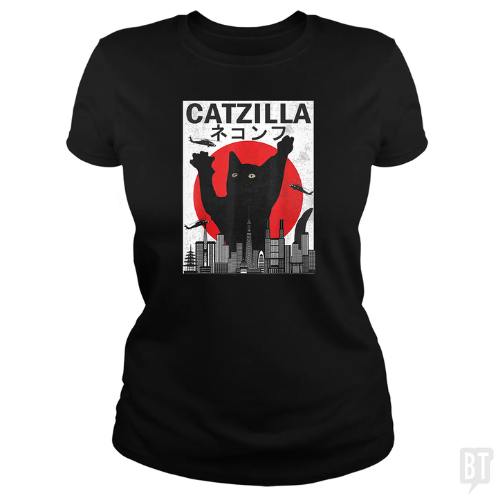 Vintage Catzilla Japanese Sunset