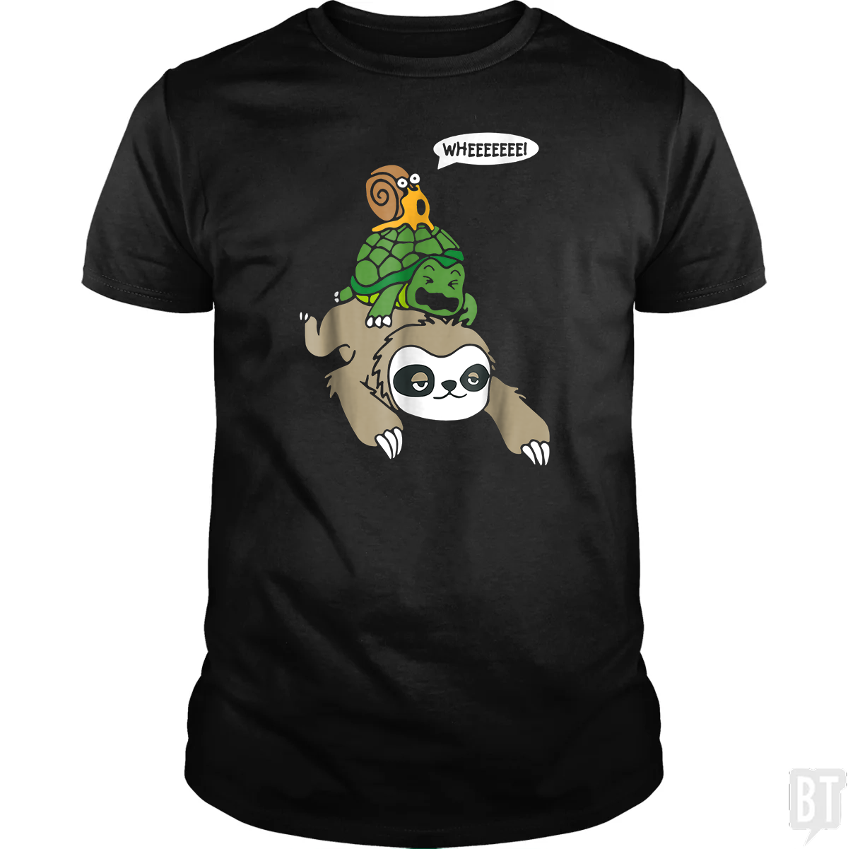 Funny Snail Turtle Sloth T-Shirt – Quirky Animal Humor Tee – BustedTees.com