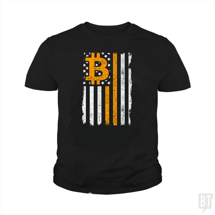 Bitcoin US Flag Kids Shirt