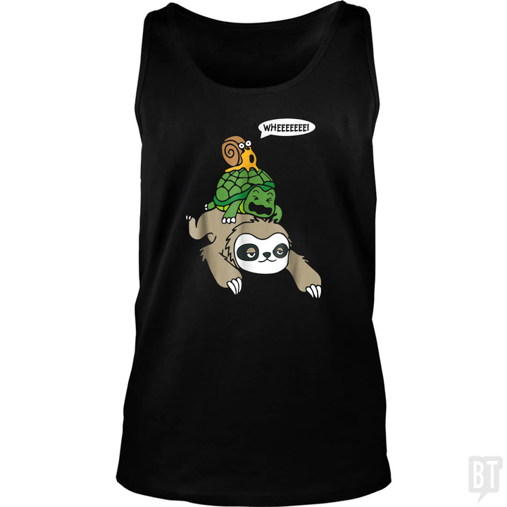 Funny Snail Ridding Turtle Ridding Sloth Tank Top