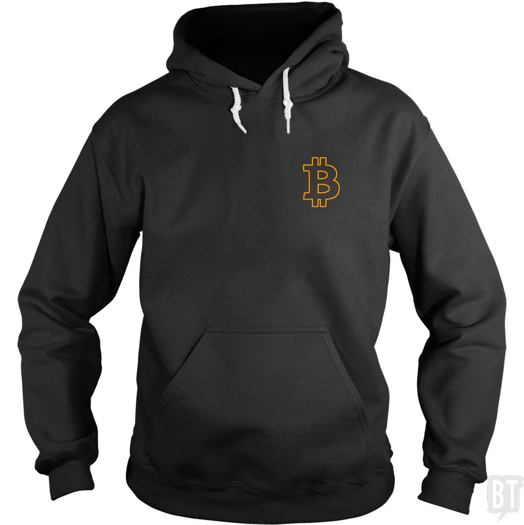 Bitcoin Logo Outline Left Chest Hoodie