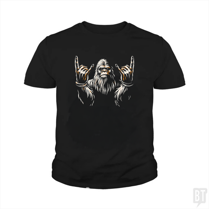Bigfoot Rock On Kids Shirt