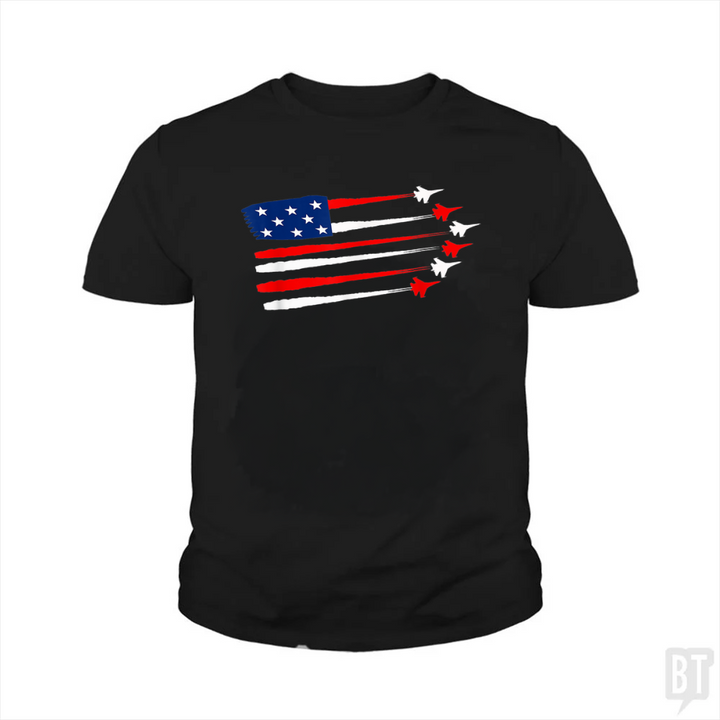 Fighter Jet American Kids Shirt