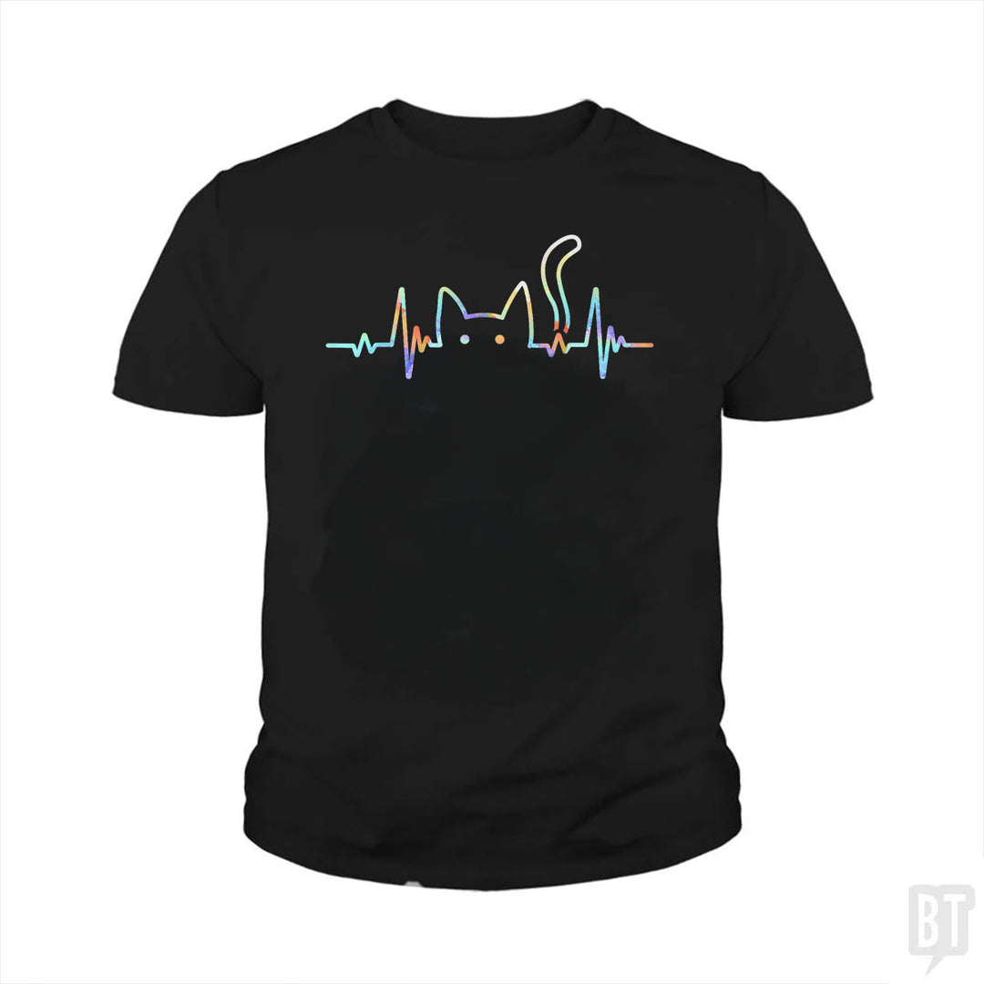 Heartbeat Cat Lover Kids Shirt
