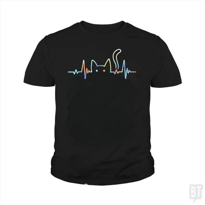 Heartbeat Cat Lover Kids Shirt