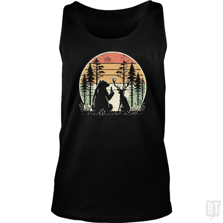 Bear And Deer Share A Beer Tank Top