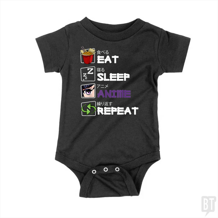 Eat Sleep Anime Repeat Baby One-Piece