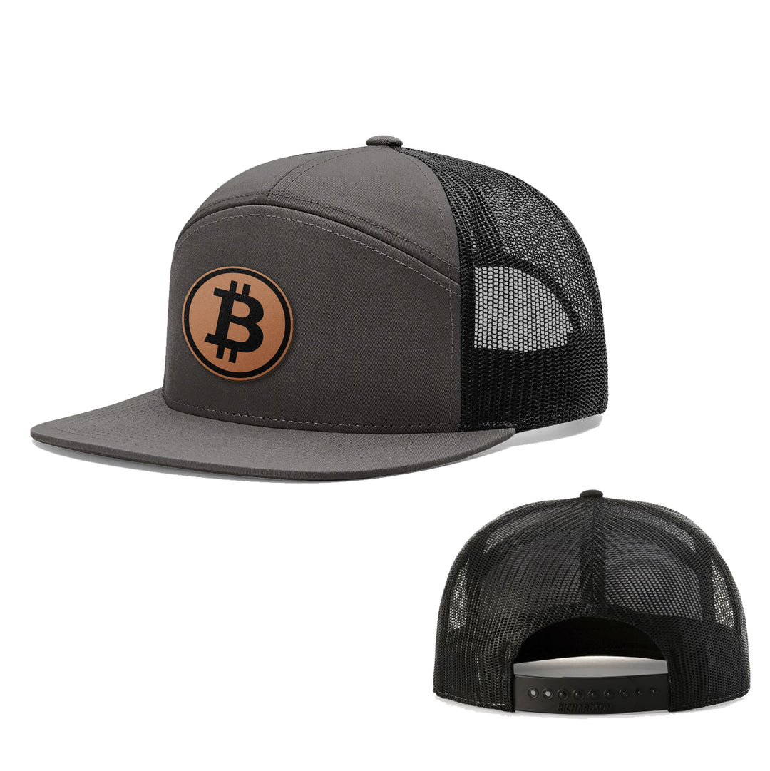 Bitcoin Leather Patch 7 Panel Hats