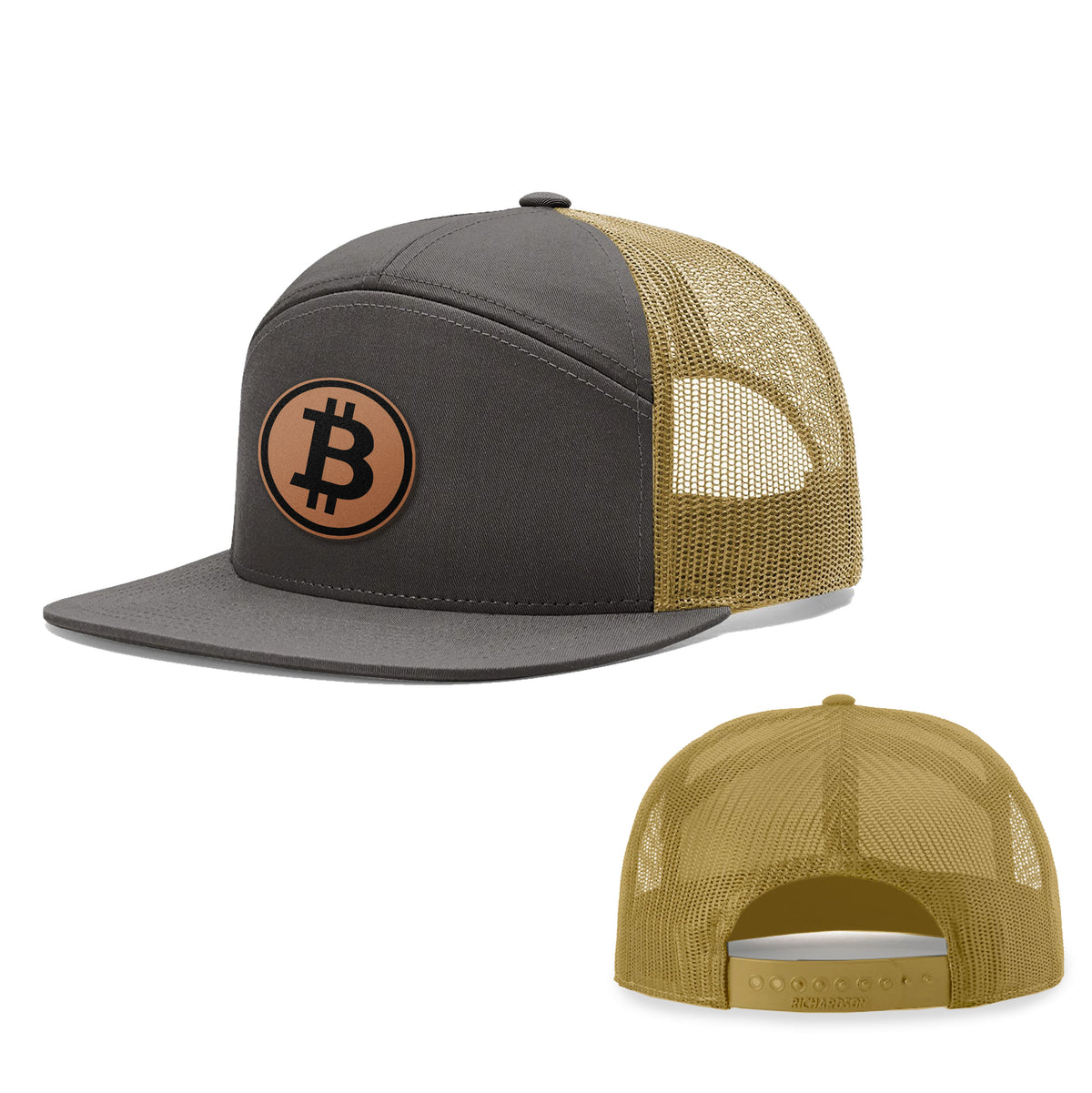 Bitcoin Leather Patch 7 Panel Hats