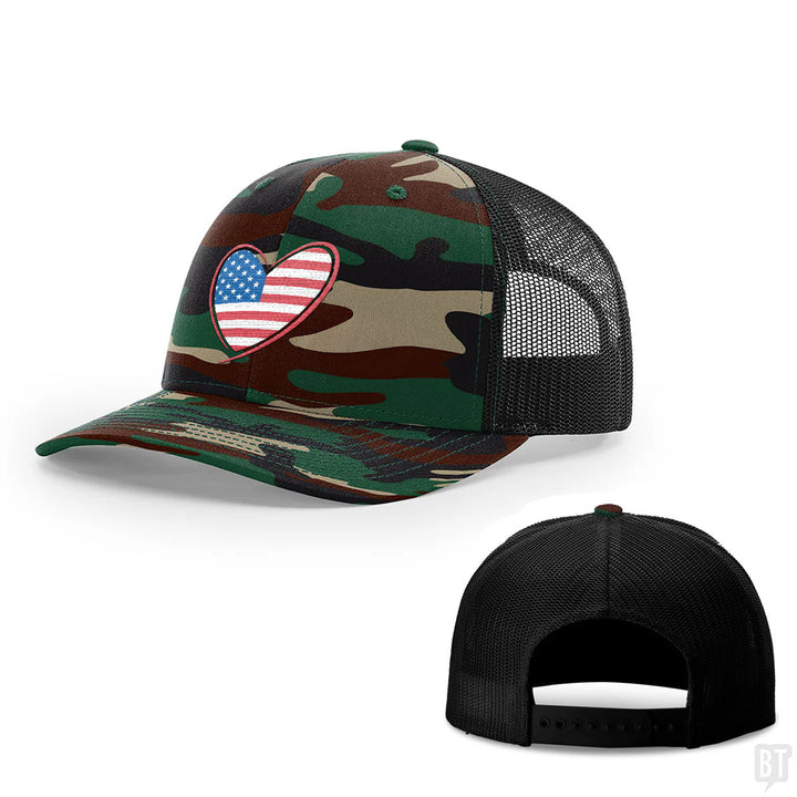 Heart US Flag Hats