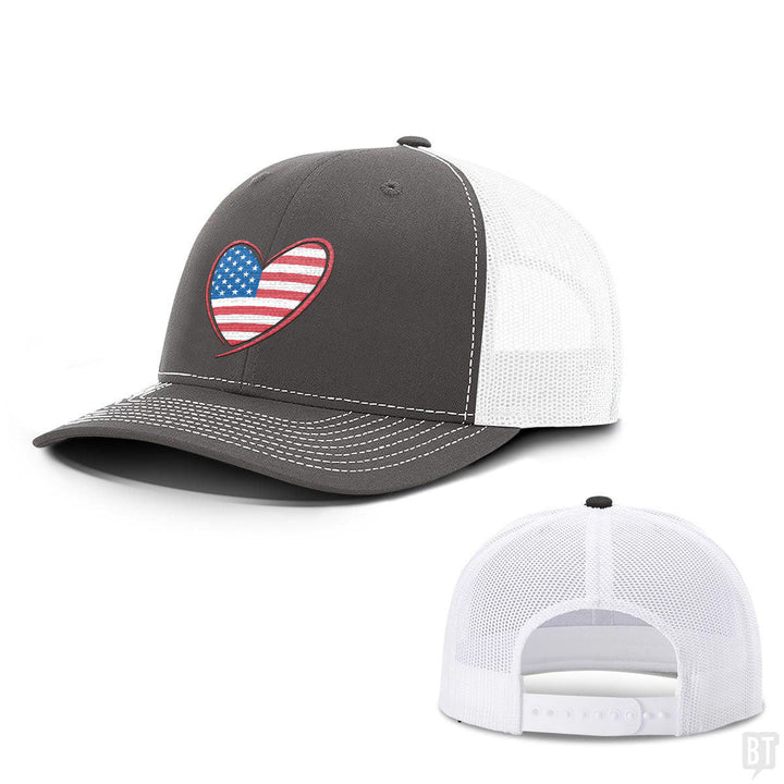 Heart US Flag Hats