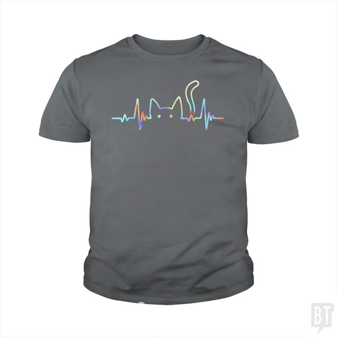 Heartbeat Cat Lover Kids Shirt