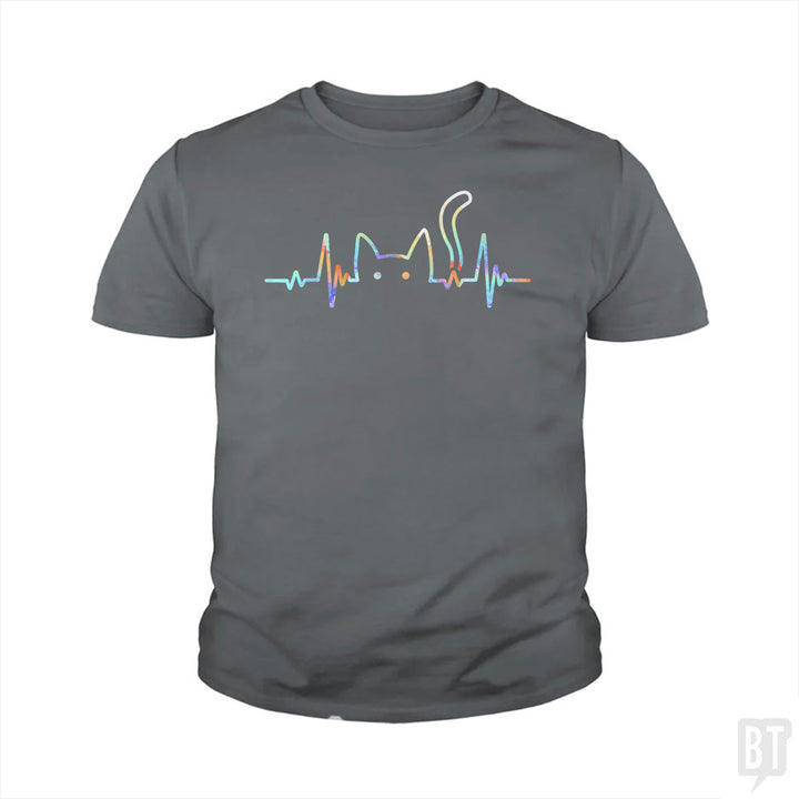 Heartbeat Cat Lover Kids Shirt