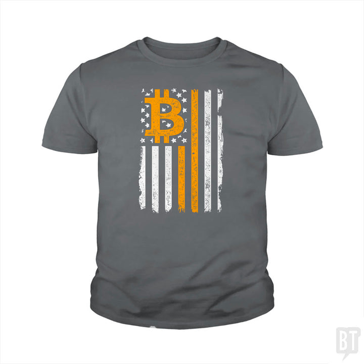 Bitcoin US Flag Kids Shirt