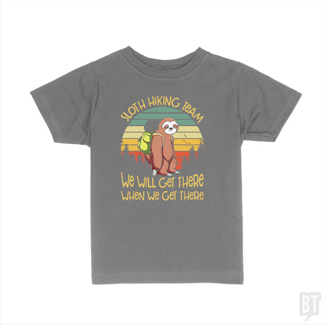 Funny Sloth Hiking Team #2 Kids Shirt