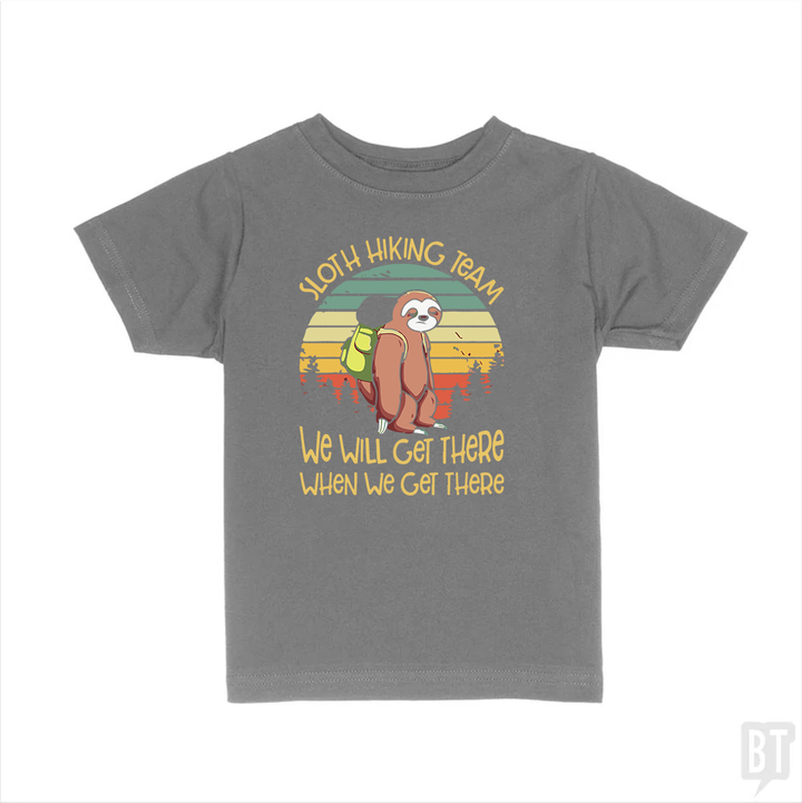 Funny Sloth Hiking Team #2 Kids Shirt