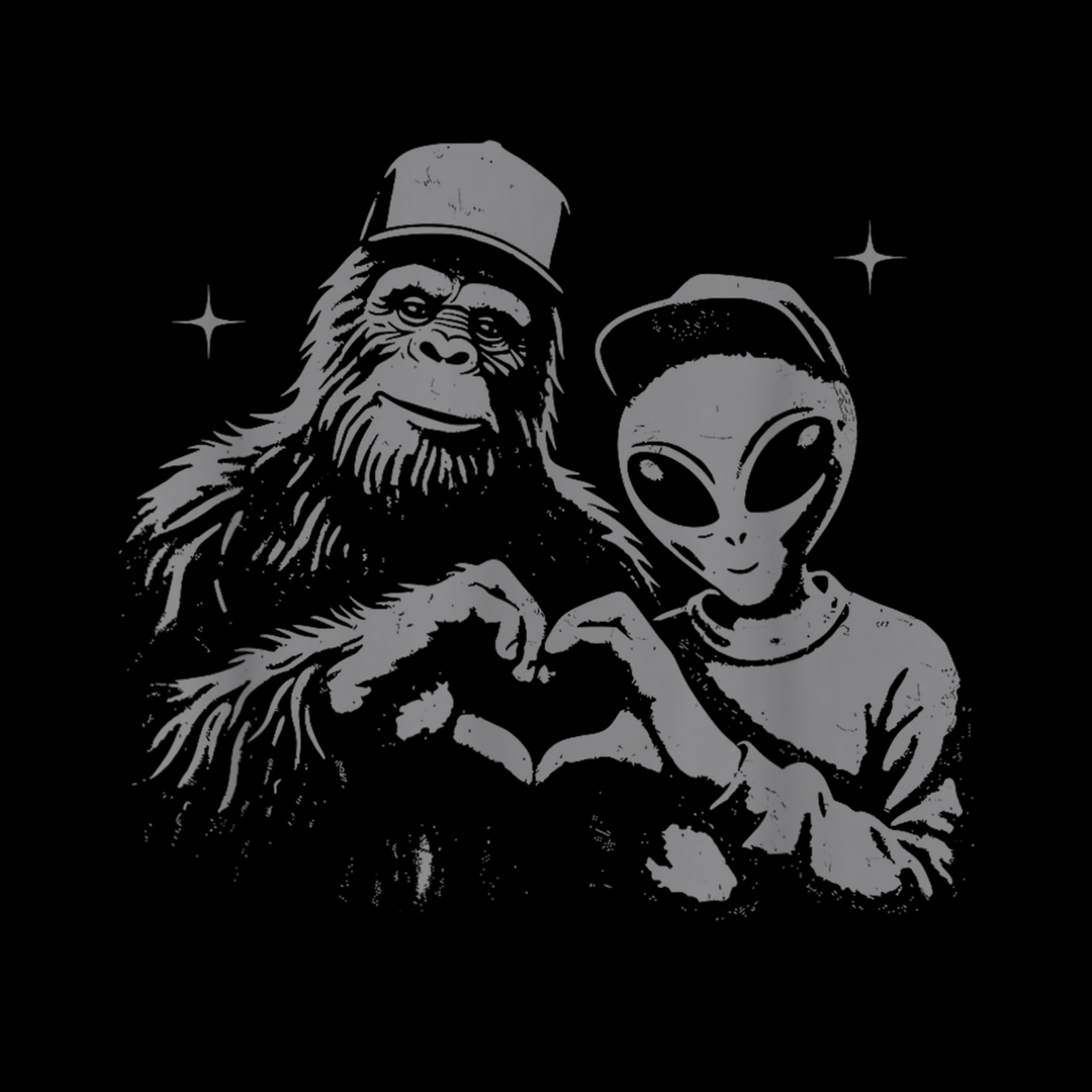 Bigfoot And Alien Kids Shirt