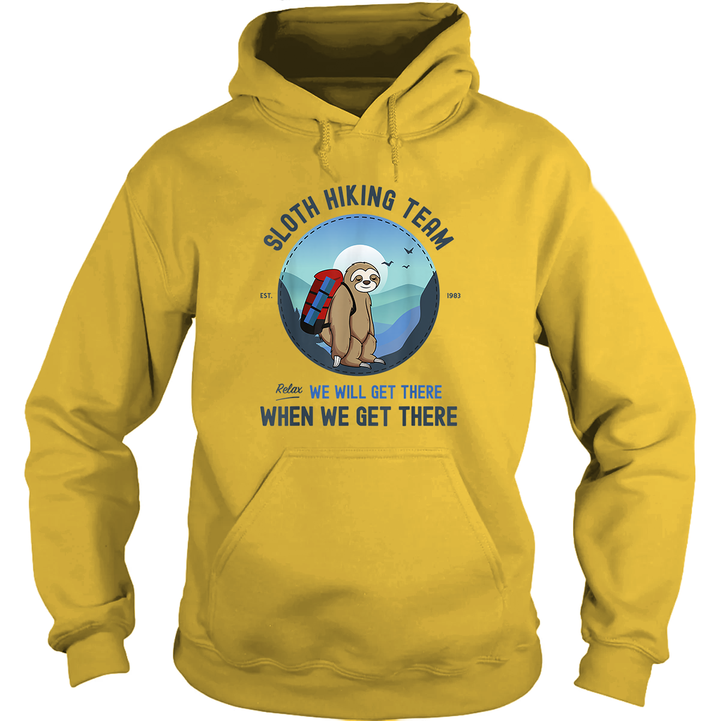 Funny Sloth Hiking Team Hoodie