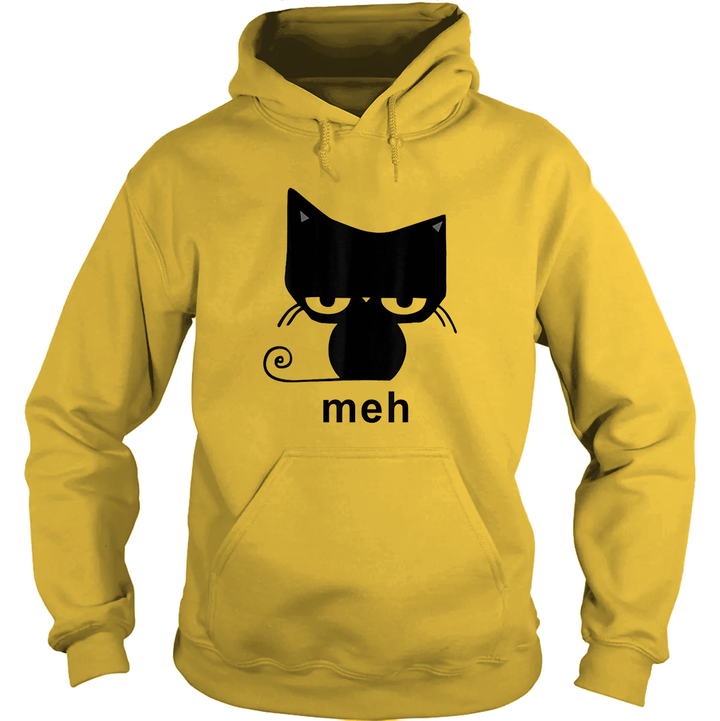 Meh Black Cat Funny Hoodie