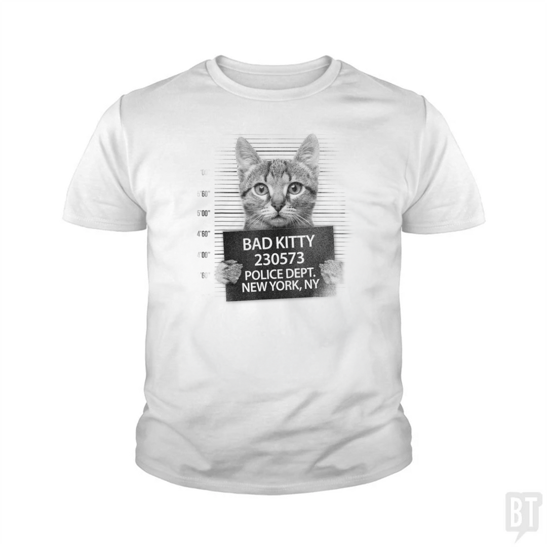 Funny Cute Bad Kitty Cat Kids Shirt