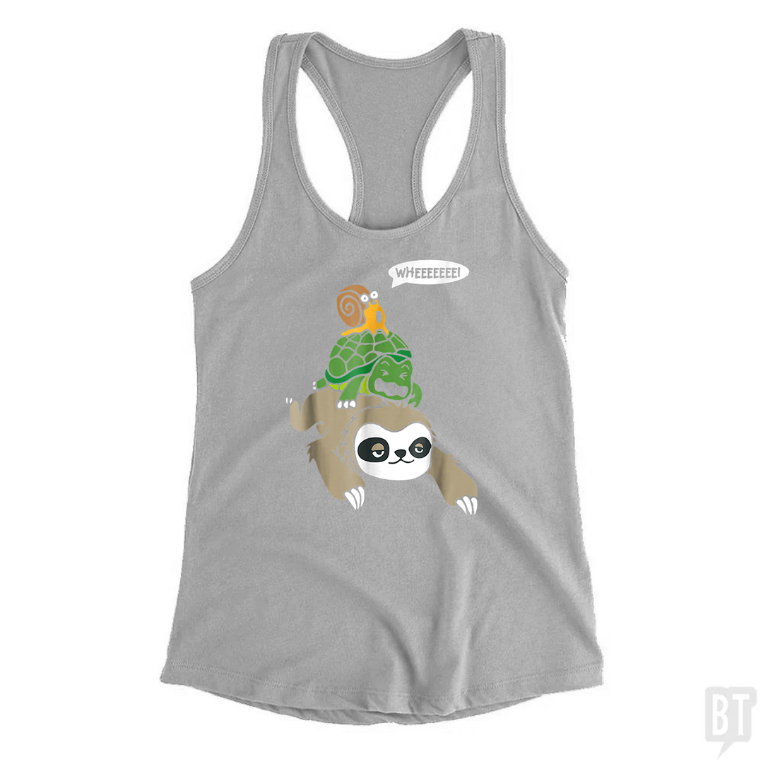 Funny Snail Ridding Turtle Ridding Sloth Tank Top
