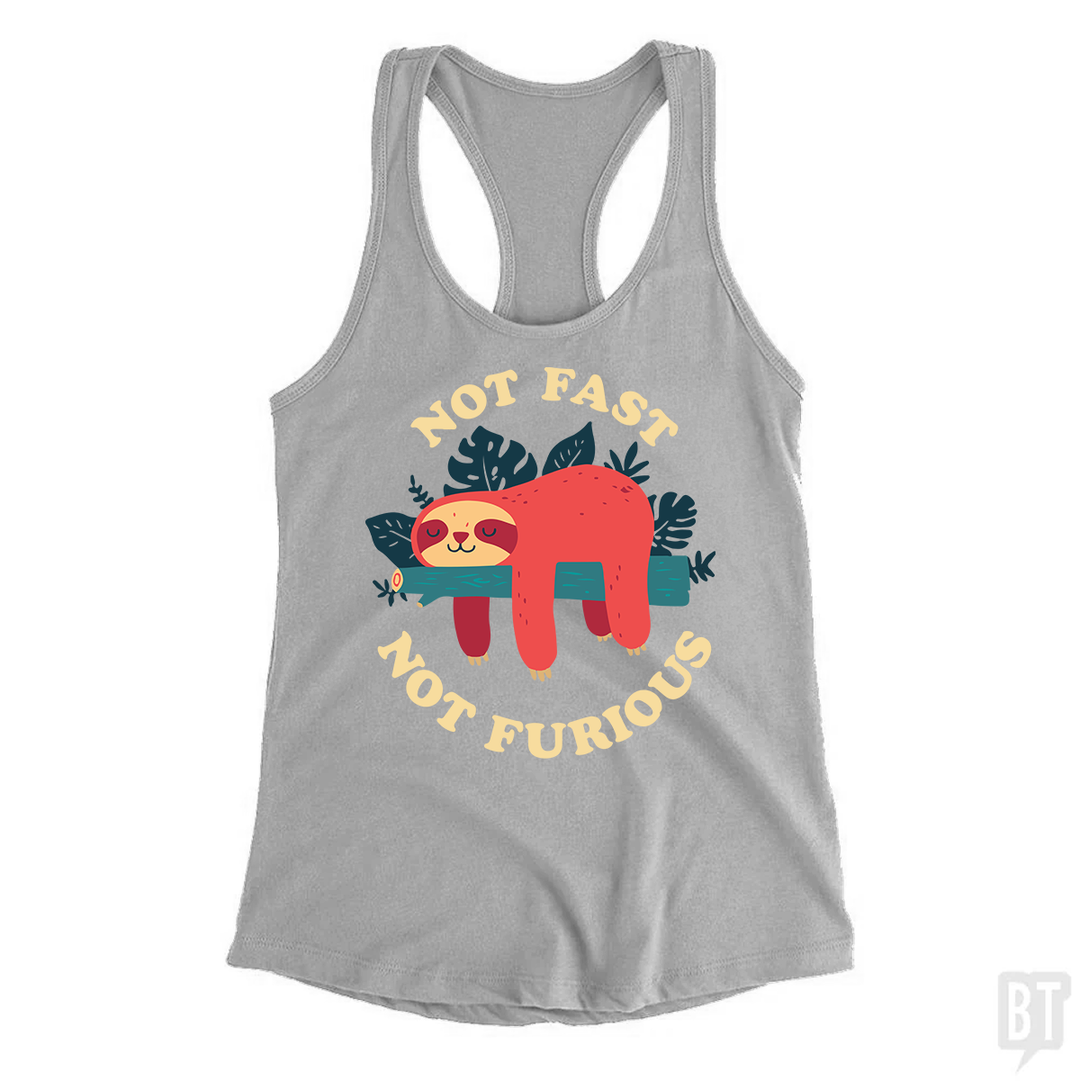 Funny Sloth Not Fast Not Furious Tank Top