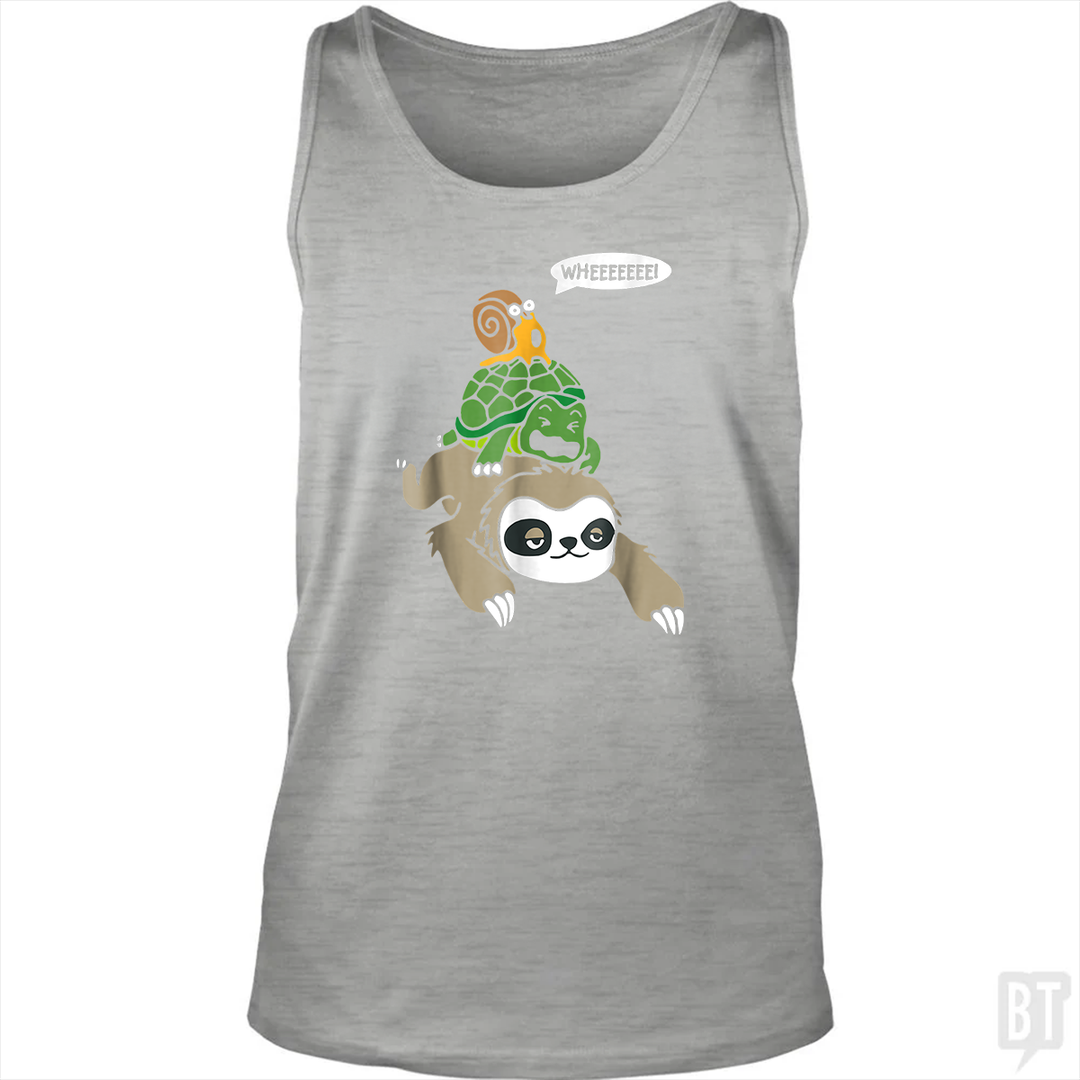 Funny Snail Ridding Turtle Ridding Sloth Tank Top