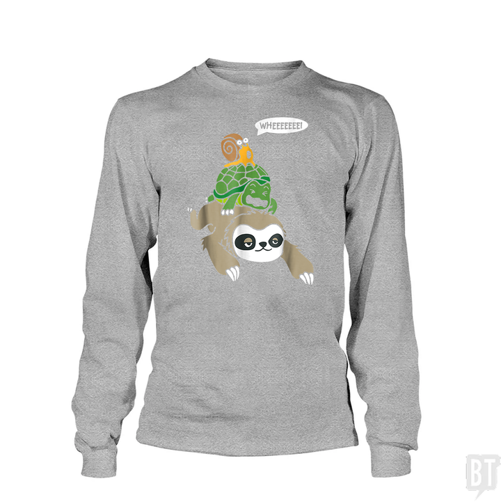 Funny Snail Ridding Turtle Ridding Sloth Long Sleeve