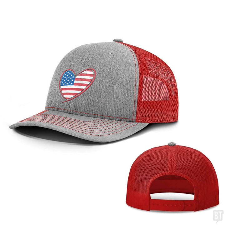 Heart US Flag Hats