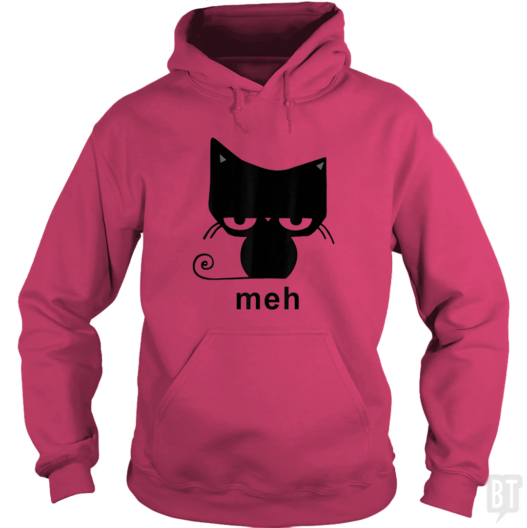 Meh Black Cat Funny Hoodie