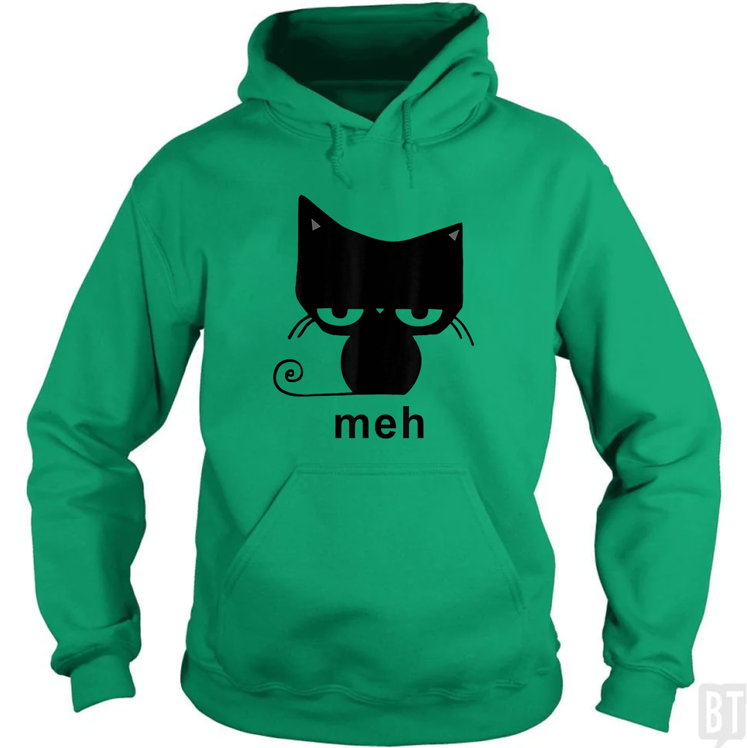 Meh Black Cat Funny Hoodie