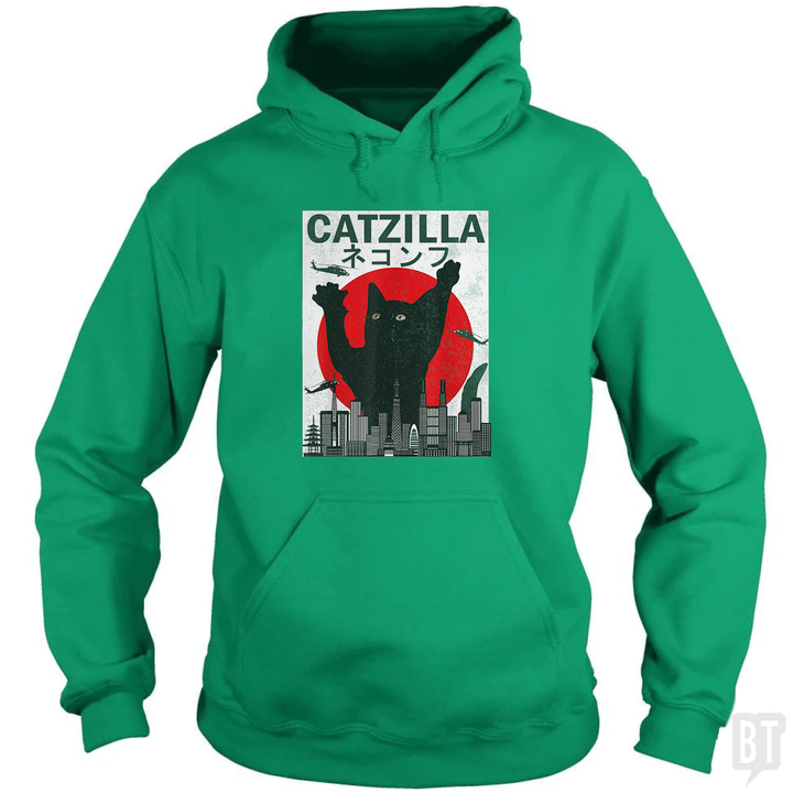 Vintage Catzilla Japanese Sunset Hoodie