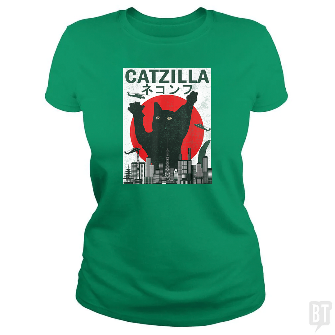 Vintage Catzilla Japanese Sunset